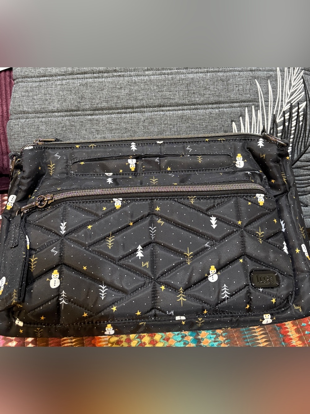 Lug Stretch Crossbody Bag. Snowman Trees. EUC - Picture 5 of 15